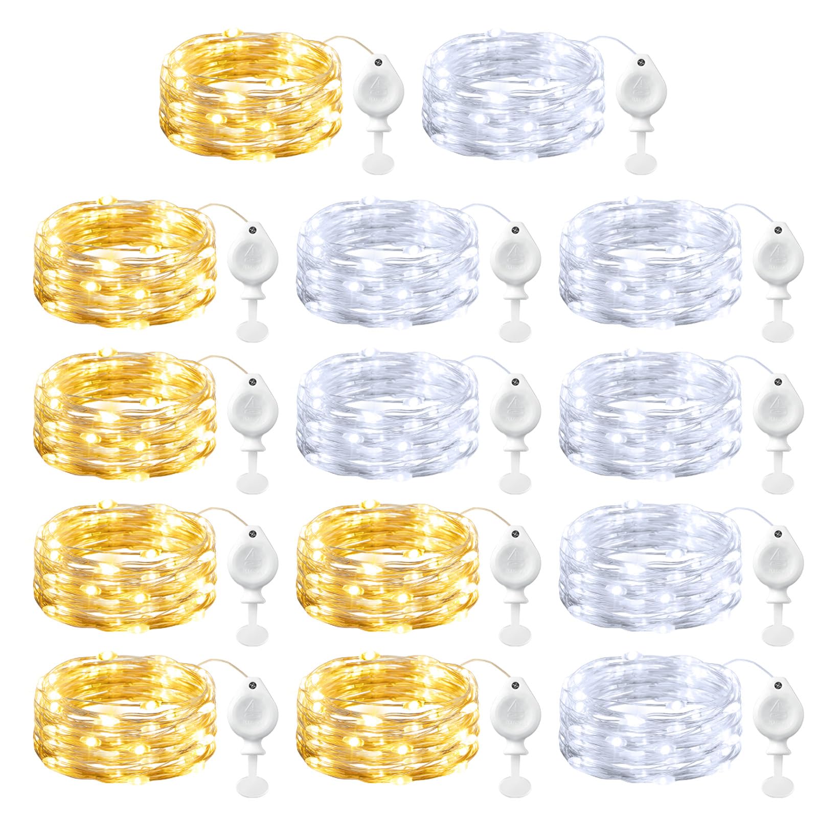 Brightown 14 Pack LED Fairy Lights Battery Operated String Lights, 7ft 20LED Waterproof Silver Wire String Lights, Firefly Starry Moon Lights for Mason Jars DIY Christmas Wedding Party Bedroom